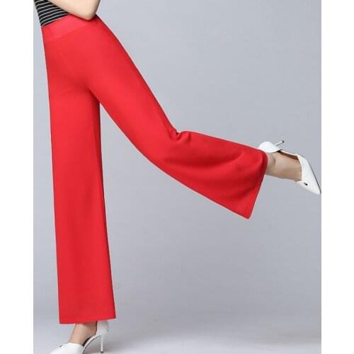 Womens Summer Wide Leg Long Trousers Casual Vintage High Waist Chiffon Side Split Loose Bohemia Skirt Pants Capris Solid