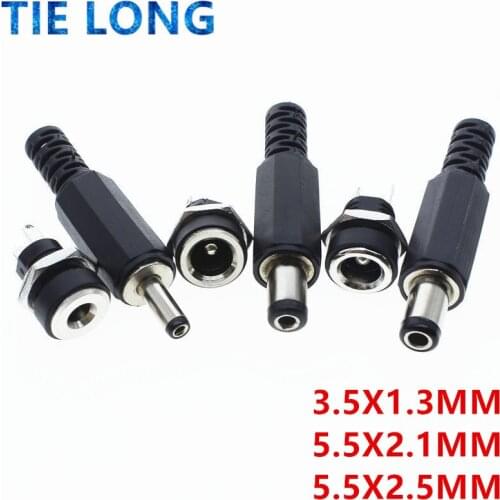 10PCS 5Pair DC Power Connector pin 2.5x5.5mm Female Plug Jack + Male Plug Jack Socket Adapter DC-022B 3.5*1.3 5.5*2.1 5.5*2.5MM