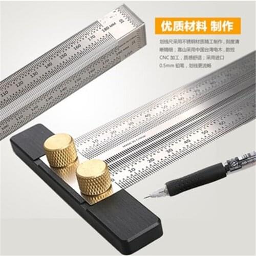 180-400Mm T-Type Ruler Hole Scribing Ruler Crossed-Out Tool Line Drawing Marking Gauge Diy Measuring Tool