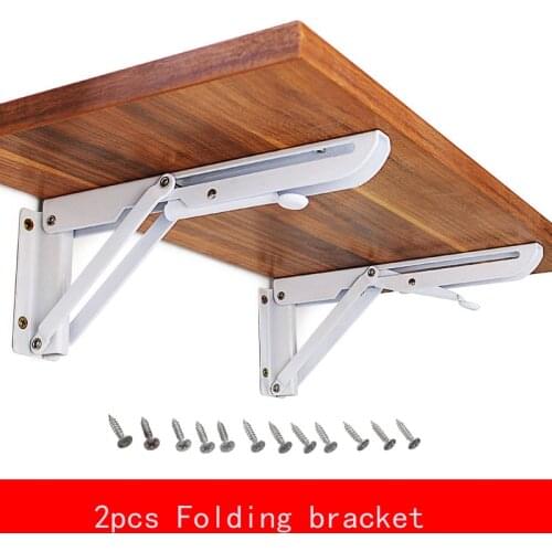2Pcs 8-12 inch Folding Bracket Triangular Metal Release Catch Support Bench Table Folding Shelf Bracket with install screws