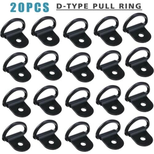 20pcs Black Stainless Steel D Shape Pull Hook Tie Down Anchors Ring Iron Cargo Tie Down Ring For Car Truck Trailers RV Boats