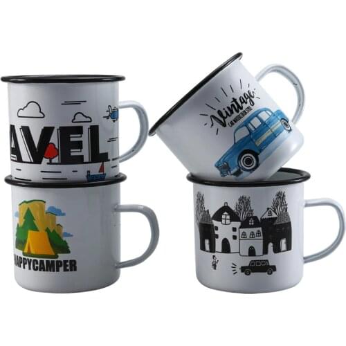 350ML Enamel Outdoor Outing Drink Cup coffee mug Cola Milk Beer Mug Rolled Edge for Travel Sports Drinkware Unique Gift enamel