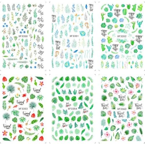 12 pcs/Set 3D Leaf Nail Art Sticker Sliders Manicure Designs Self Adhesive Nail Sticker Decoration Beautiful Tips Decals AO-8D