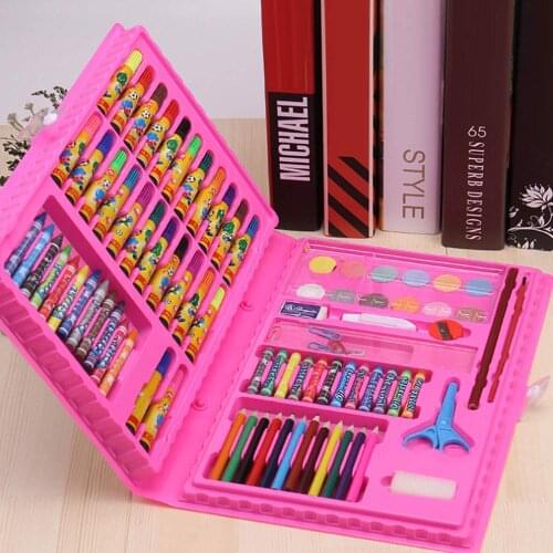 86pcs Kids Colored Pencil Artist Kit Painting Crayon Marker Pen Brush Drawing Tools Kindergarten Supplies Kids Painting Pens Set