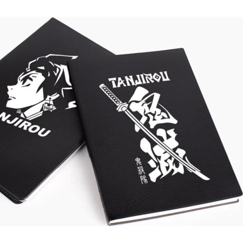 Anime Demon Slayer Kimetsu No Yaiba Tanjiro Kamado Notebook Cosplay Black Print Stationery Gifts Student School Study Tool CS147