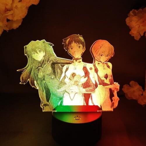Ayanami Rei Asuka Langley Soryu Ikari Shinji HD Anime Lamp Kawaii Room Decor LED Manga Lighting Collectibles Otaku Must Have