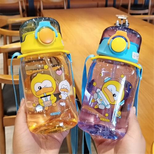 550ml Cute Duck Plastic Portable Water Bottle for Drinking Girls Tea Mug Deer Outdoor Sport Camping Supplies Coffee Mug