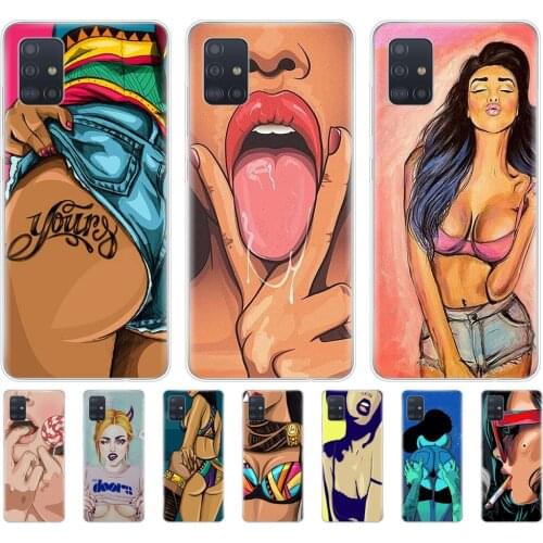 Silicon phone cover case for samsung galaxy A51 A31 A41 A71 A01 A81 A91 A30S A20S A50S M30S M40S coque hot flirt sexy girl