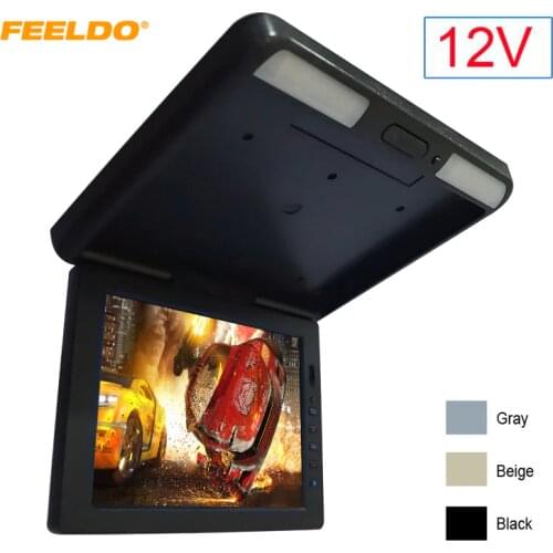 FEELDO DC12V 11.3" Roof Mounted TFT LCD Monitor 2-Way Video Input 11.3 Inches Flip Down Car/Bus/Truck Monitor 3-Color #1284