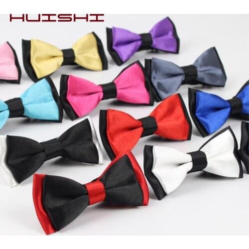 HUISHI Sale 1PC Gentleman Men Bowtie Classic Solid Bow Tie Necktie For Wedding Party Fashion Adjustable Bow Tie knot Black White