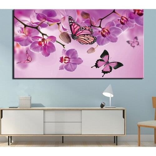 Butterfly pink orchid Needlework Diy Landscape diamond painting Cross stitch Kit mosaic Set diamond Embroidery Home DecorZP-3918