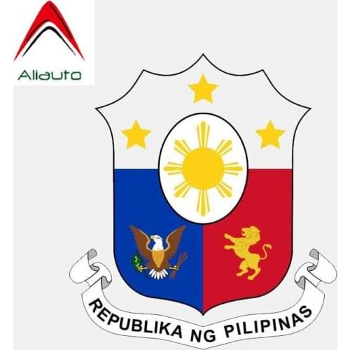 Aliauto Personality Creative Car Sticker Shield Philippines Coat of Arms Flag Helmet Waterproof Decal Accessories,12cm*14cm