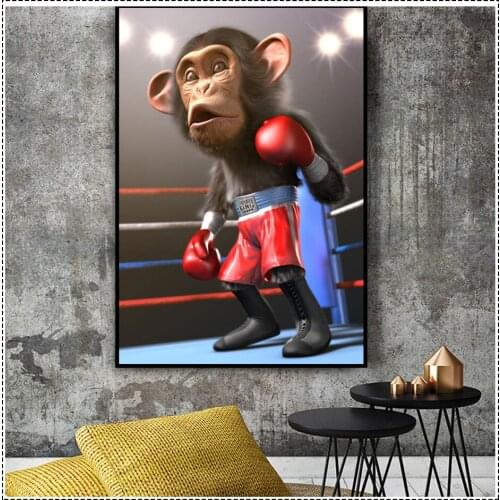 Full Square Drill Boxing Monkey Animal 5D Diamond Painting Cross Stitch Kit 3D DIY Diamond Embroidery Mosaic Rhinestone Pictures