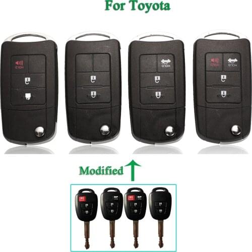 Bilchave 10pcs For Toyota Reiz Camry RAV4 Corolla FOB 2/3/4 Buttons Modified Flip Remote Car Key Shell TOY43 Blade Replacement