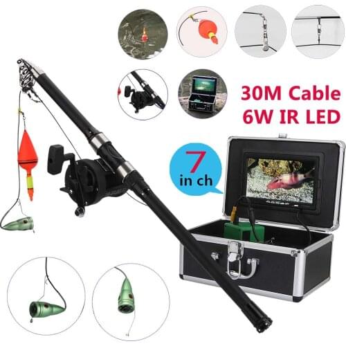 Aluminum alloy Underwater Fishing Video Camera Kit 6W IR LED Lights with 7" Inch HD Color Monitor Sea wheel 30m Cable