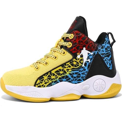 Brand Leather Boys Kids Sneakers Basketball Shoes Non-slip Thick Sole Girls Children Sport Shoes Child Boy Girl Basket Trainer