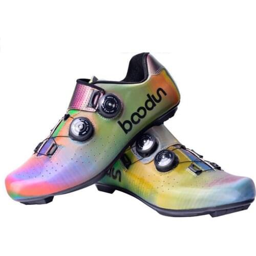 Professional Road cycling shoes outdoor riding bicycle sneakers dazzle color ultralight breathable self-locking shoes