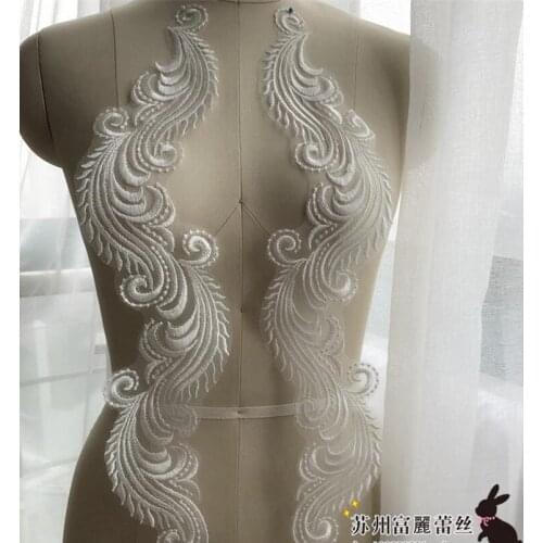 1 Piece 11.5*46.5cm Fabric Peacock Lace Sewing Applique Lace Collar Neckline Collar Applique DIY Clothing Accessory Scrapbooking