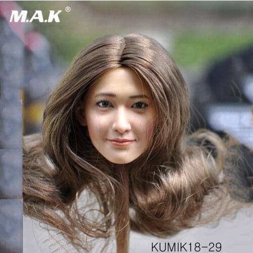 KUMIK KM18-29 Female Curls Hair Head Sculpt 1/6 Asia Girl Head Model F 12'' Body
