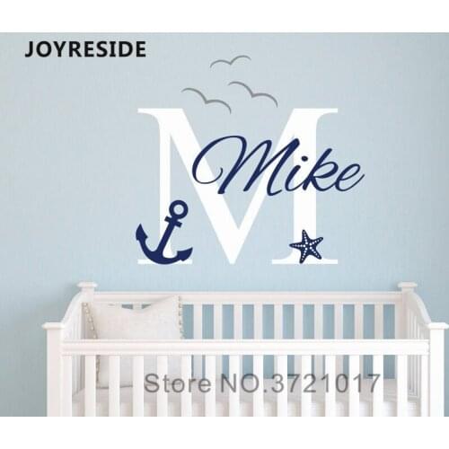 Nautical Wall Decals CUstomed Big Letters Names Boys bedroom Art Decor Cute Sweet Vinyl Wall Sticker Home House Decoration M130