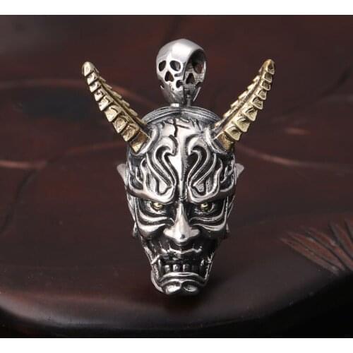 Wholesale 925 Sterling Silver Mens Personality Plum Blossom Ghost Face Avatar Pendant Retro Thai Silver Domineering Pendant
