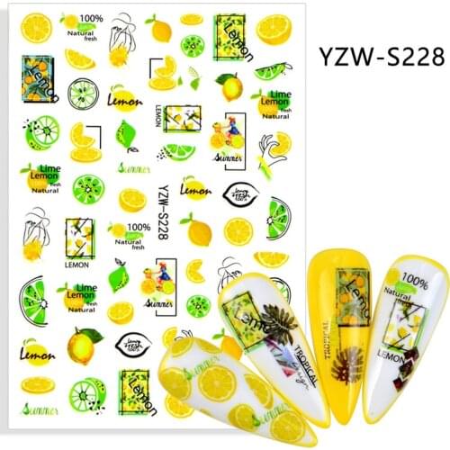 Fruits Lemon Leaf adhesive 3d nail sticker foil nails art decoration cute cartoon designs nail decals manicure supplies tool