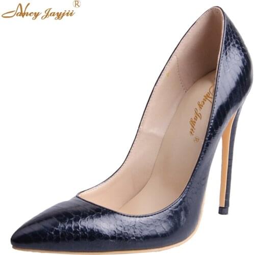 Nancyjayjii Newest Women Black Pleather Pointed Toe High Heels Basic Pumps Dress&Career&Office Woman Shoes, Large size 5-14