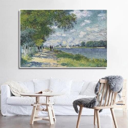 Monet Seine Impressionist Landscape Canvas Painting Posters Prints Wall Art Abstract Pictures for Living Room Home Decor Cuadros