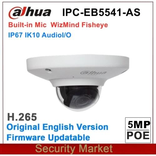 Original dahua English IPC-EB5531 replace EB5500 5MP Network Vandal-proof Fisheye IP PoE H265 Security CCTV Mini Dome Camera