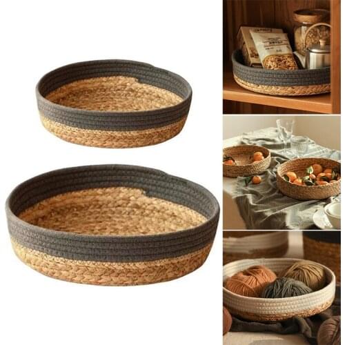 Handmade Woven Basket Multifunctional Round Straw Storage Basket Large Capacity Toy Organizer for Home Bathroom корзина плетеная