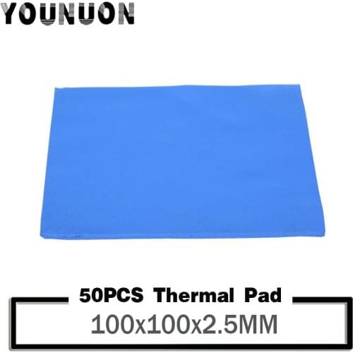50PCS 100x2.5mm GPU CPU Heatsink Cooling Conductive Silicone Pad Thermal Pad 100x100x2.5mm Heatsink Pad Cooling Pad