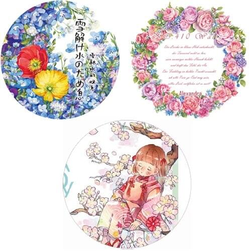 Blue Red Yellow Flower Rose Washi Tape Sample