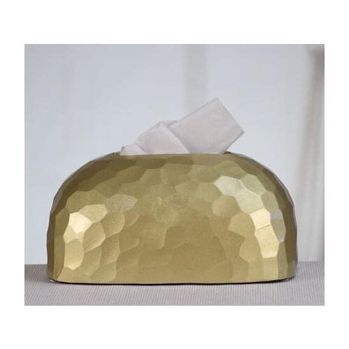 Modern Ceramic Golden Tissue Box Home Simple Living Room Restaurant Hotel Paper Towel Storage Box Desktop Decoration