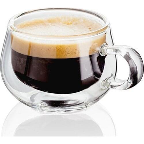 150ml Double Wall Thermal Glass Cup Heat Resistant Tea Coffee Mug with Handle Drinkware Milk Glass Cup