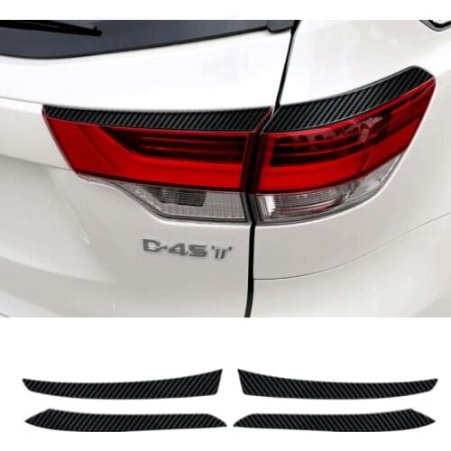 Pcmos Stainless Steel Carbon Fiber Tail Light Eyebrow Decor Frame Trim For Toyota Highlander 2015-2019 Chromium Styling Stickers