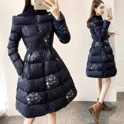 Women Parka Thick Wadded Jacket Female Jacket Floral Fit Women Outerwear Warm Down Cotton Parkas Coats LW633