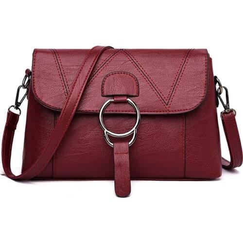 Women Shoulder Bags for Ladies PU Leather Bag Luxury Handbags Women Designer Crossbody Bags with Iron Ring New Fashion