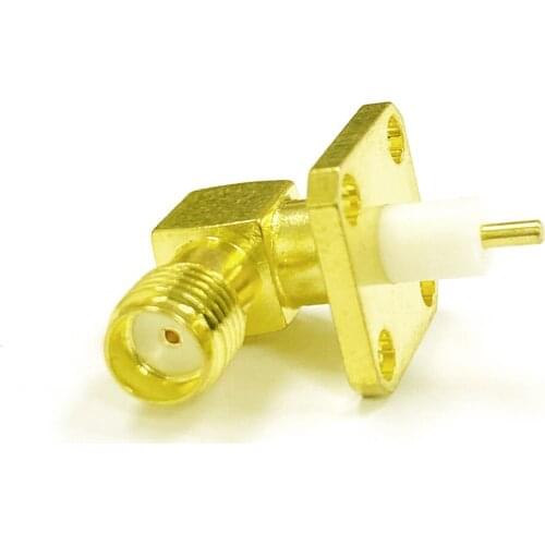 1PC SMA 4 Hole Panel Mount Connector Female Jack Right Angle With Dielectric And Solder Post