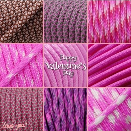 1pcs Valentines Day Gifts 550 Paracord Parachute Cord Lanyard Mil Spec Type III 7 Strand Core 100 FT 9 Colors