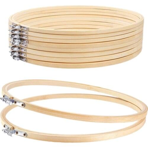 10 Pieces 8 Inch Embroidery Hoops Round Adjustable Bamboo Circle Cross Stitch Hoop Ring Bulk for Art Craft Handy Sewing Retail