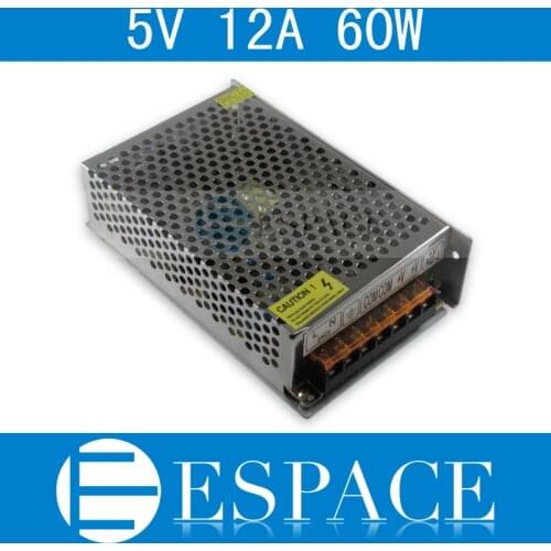 100piece/lot Best quality 5V 12A 60W Switching Power Supply Driver for LED Strip AC 100-240V Input to DC 5V free fedex