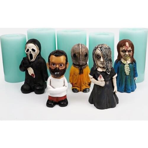 3D Halloween Zombies Doll Silicone Mold Cake Candle Soap Plaster Resin Mould DIY Aromatherarpy Household Decoration Craft Tools