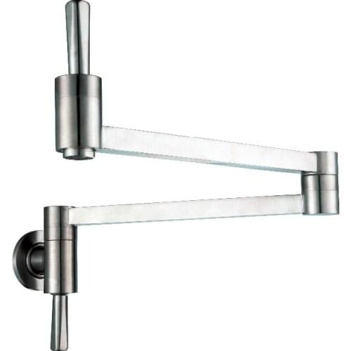 Free ship NEW Wall Mounted Brass single cold Water Pot Filler faucet tap, Double Joint Spout, Brushed nickel Kitchen Faucet