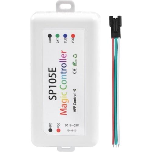 SP105E Wireless Bluetooth LED Light Controller DC5V~24V for WS2811 WS2812B WS2801 SK6812 Individually Addressable LED Strip