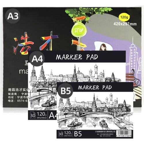 A3/A4/B5 Drawing Paper Pad Notebook Sketch Book for Marker Art Paiting Diary Student Gifts 30 Sheets