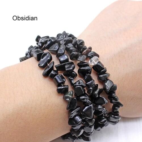 Black Obsidian 5-8mm Natural Stone Smooth Chip Gravel Spacer Loose Beads For DIY Jewelry Making Charm Bracelet Necklace