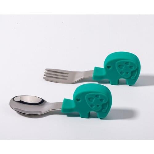 Baby Tableware Learn Eating Training Spoon Short Spoon Fork Set Infant Tableware Feeding Fork Baby Gadgets Childrens Cutlery