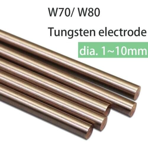 Length 200mm W70/W80 Tungsten Copper rod dia.1mm~10mm