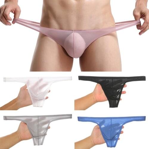 Hot Sale Mens Sexy Underwear T-Back G-String Briefs Breathable Bikini Tangas Thong Lingerie Fashion Bulge Pouch Thong Male
