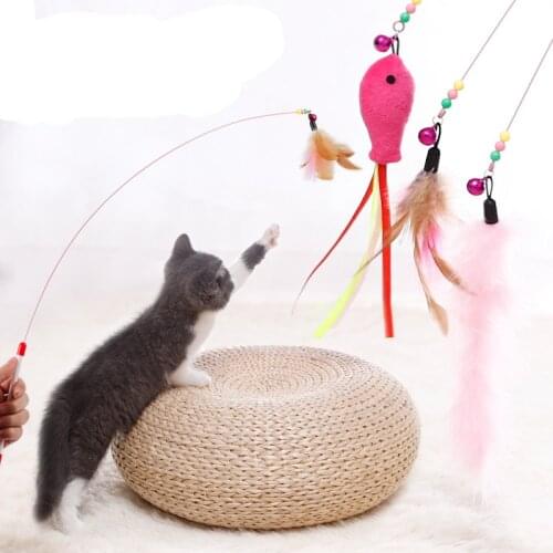 Pet Cat Toys Cat Teaser Interactive Toy Rod With Feather Toys For Cats Rod Feather Interactive Pet Toy Cats Toys Pet Accessories